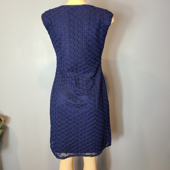 Jessica Howard Lace Cocktail Dress Holiday Sz 8 Wedding Guest Navy Preppy Resort - Picture 6 of 9